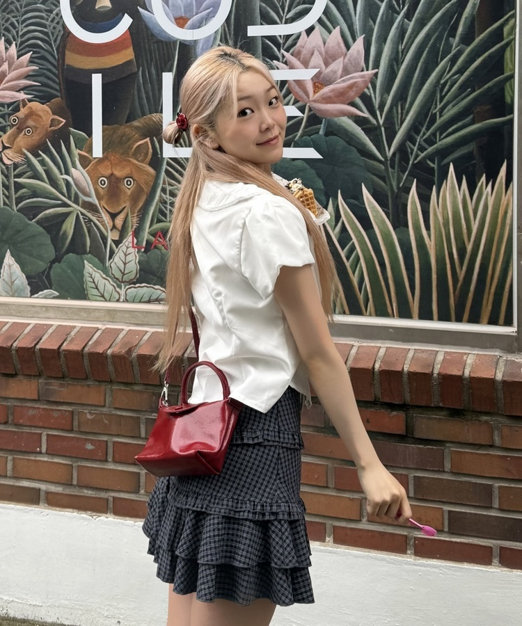 チェックモールミニスカート NAVY