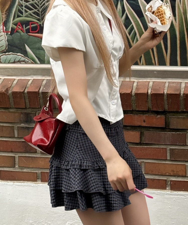 チェックモールミニスカート NAVY