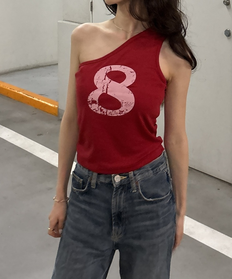 ノースリーブ ナンバーワンショルダータンクトップ RED