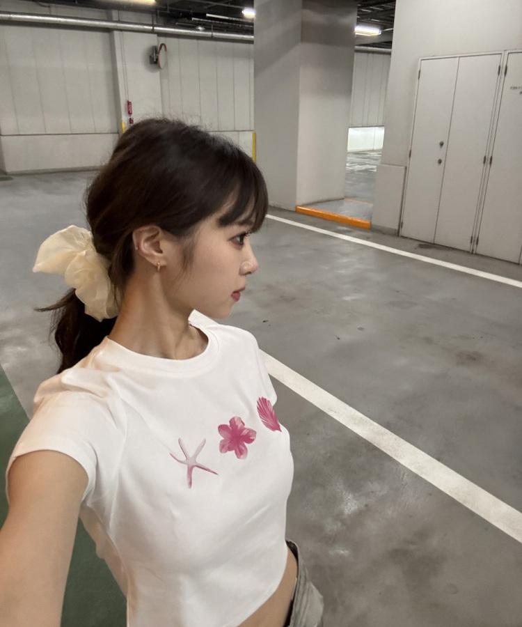 半袖Tシャツ シェルピンククロップドTシャツ WHITE