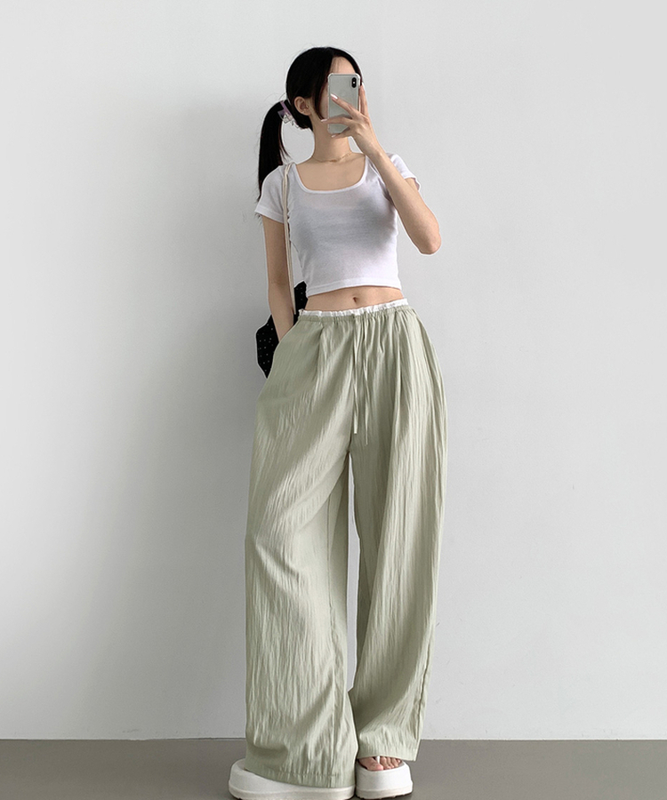 アイスワイドバンディングスラックスパンツ BEIGE