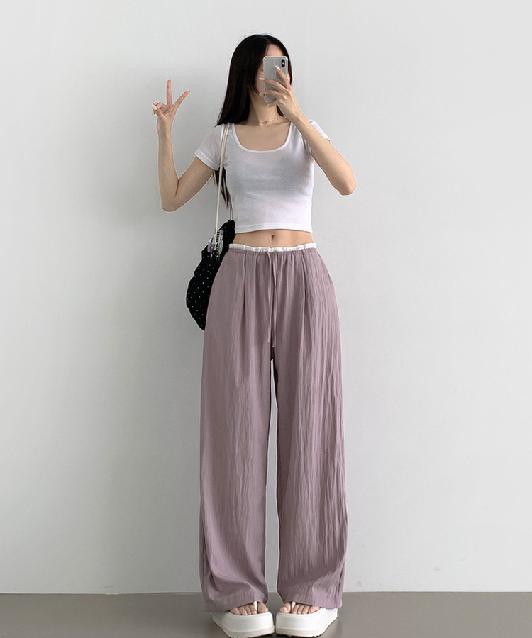 アイスワイドバンディングスラックスパンツ PINK