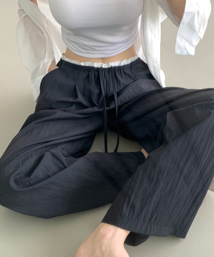 アイスワイドバンディングスラックスパンツ DARK BLUE