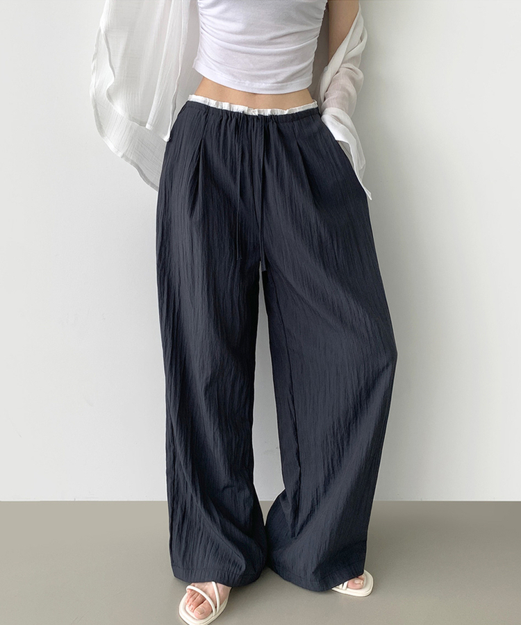 アイスワイドバンディングスラックスパンツ DARK BLUE