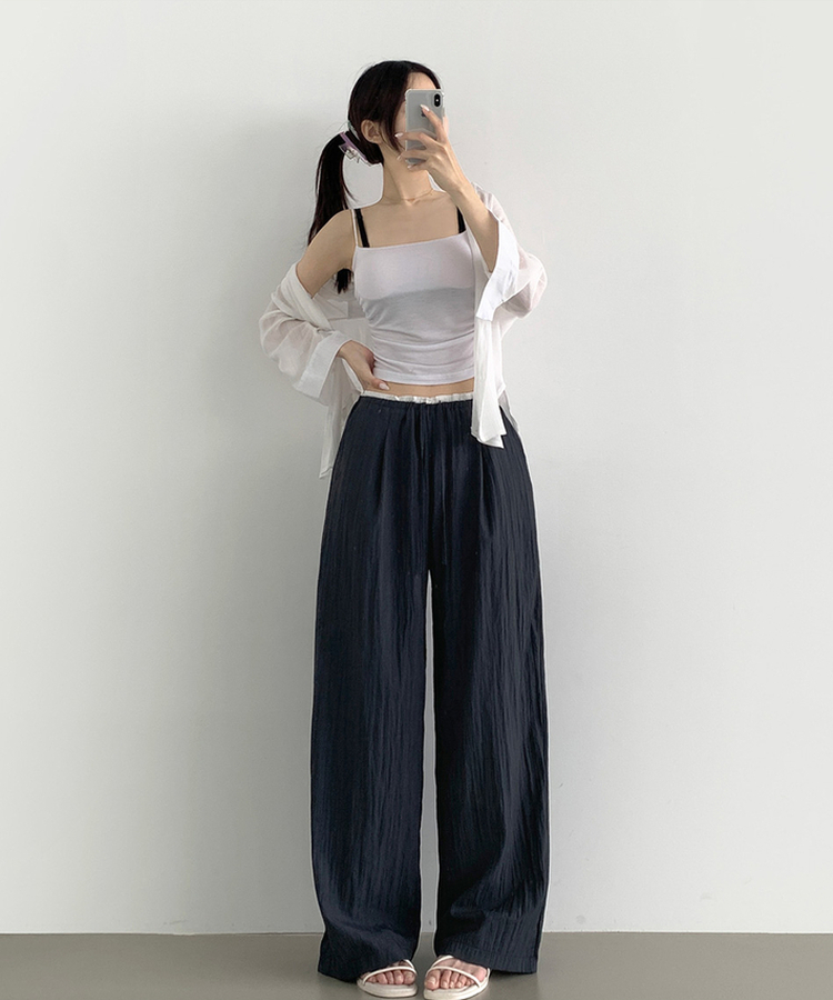 アイスワイドバンディングスラックスパンツ DARK BLUE