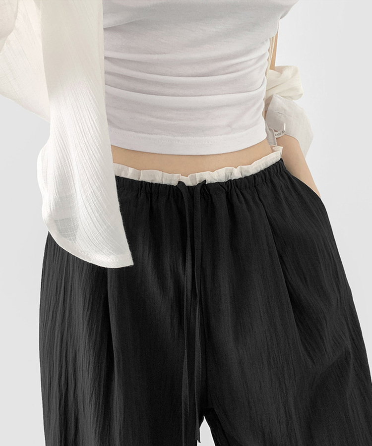 アイスワイドバンディングスラックスパンツ BLACK
