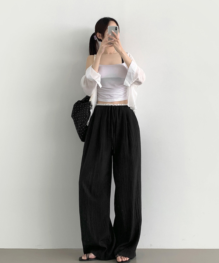アイスワイドバンディングスラックスパンツ BLACK