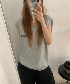 ベスト Vネックベスト GREY