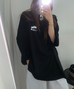 半袖Tシャツ レタリングオーバー半袖Tシャツ BLACK