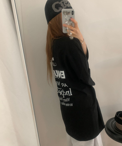 半袖Tシャツ レタリングオーバー半袖Tシャツ BLACK