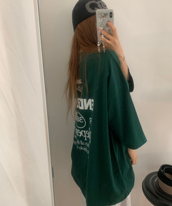 半袖Tシャツ レタリングオーバー半袖Tシャツ GREEN