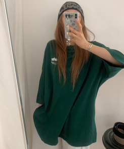 半袖Tシャツ レタリングオーバー半袖Tシャツ GREEN