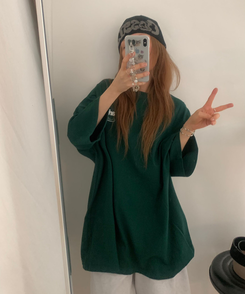 半袖Tシャツ レタリングオーバー半袖Tシャツ GREEN