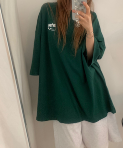 半袖Tシャツ レタリングオーバー半袖Tシャツ GREEN