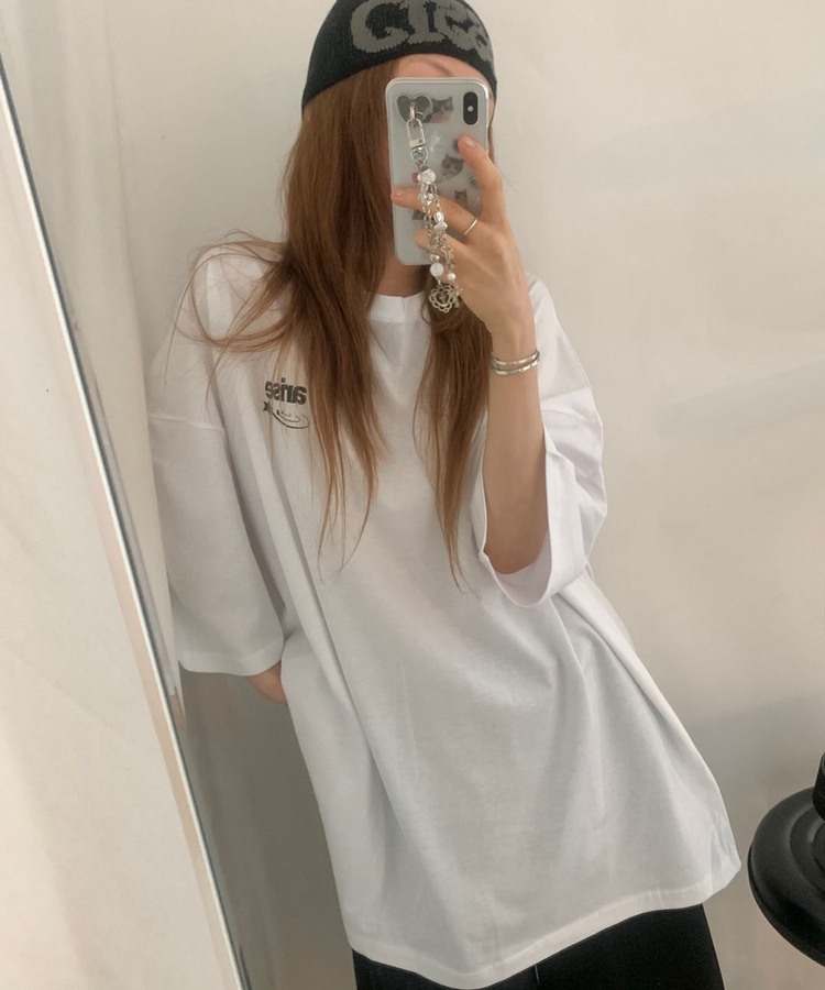 レタリングオーバー半袖Tシャツ WHITE