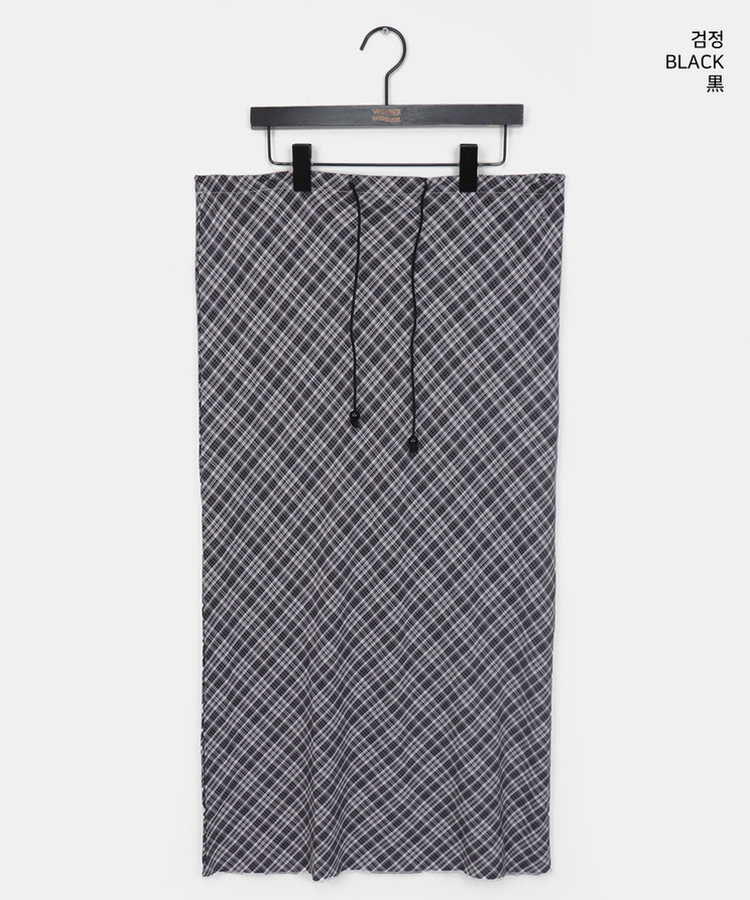 チェックシフォンストリングロングスカート