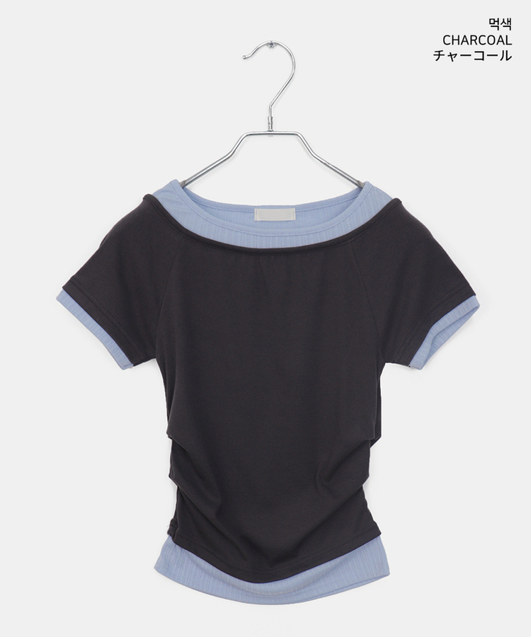 バイカラーレイヤード半袖Tシャツ