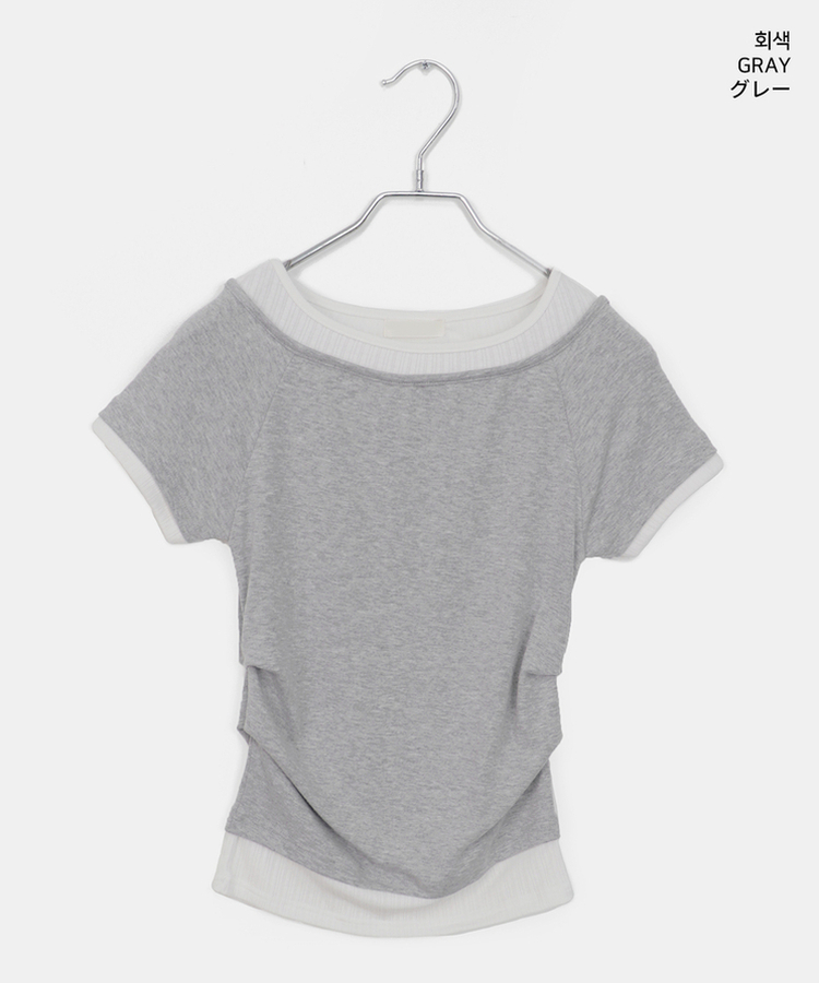 バイカラーレイヤード半袖Tシャツ