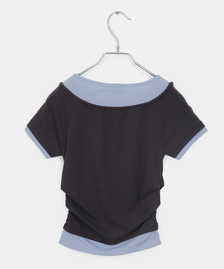 バイカラーレイヤード半袖Tシャツ