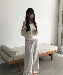 カーディガン シースルーフードクロップカーディガン IVORY