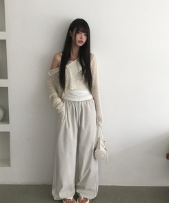 カーディガン シースルーフードクロップカーディガン IVORY