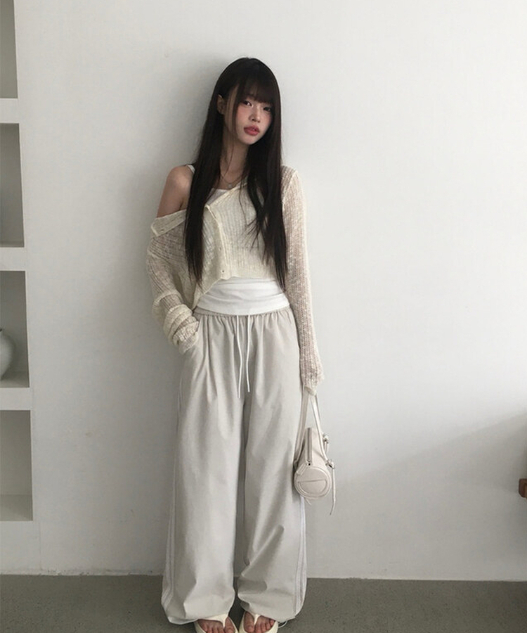 シースルーフードクロップカーディガン IVORY