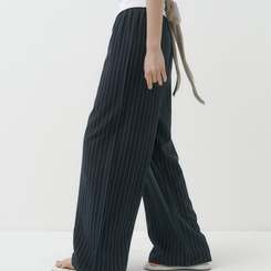 コットンパンツ 【丈別】ストライプパンツ NAVY