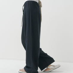 コットンパンツ 【丈別】ストライプパンツ NAVY