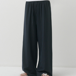 コットンパンツ 【丈別】ストライプパンツ NAVY