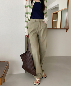 丈別パンツ 【丈別】クリップセミワイドコットンパンツ(5color) FLAT BEIGE