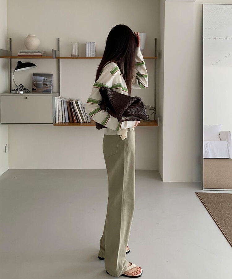 【丈別】クリップセミワイドコットンパンツ(5color) FLAT BEIGE