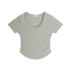 半袖Tシャツ ジェーン スリムフィット サイドシャーリング Uネック 半袖Tシャツ
