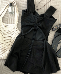 モノキニ リボンカバーアップワンピースモノキニ BLACK