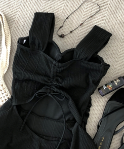 モノキニ リボンカバーアップワンピースモノキニ BLACK