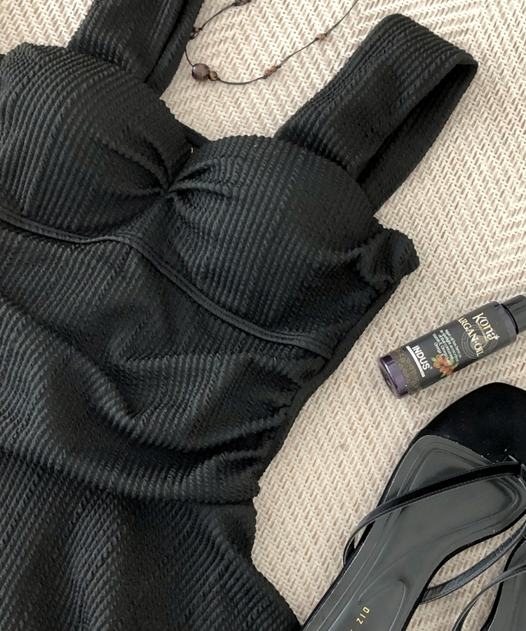 リボンカバーアップワンピースモノキニ BLACK