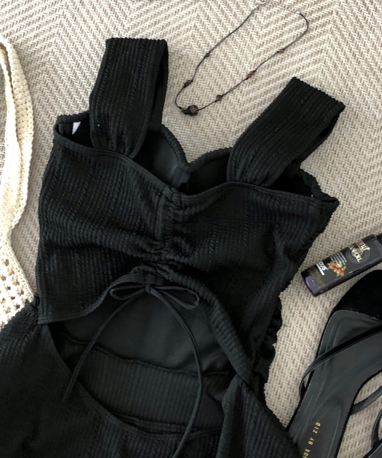 リボンカバーアップワンピースモノキニ BLACK