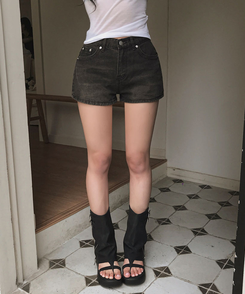 ウォッシングデイリーショートパンツ BLACK DENIM