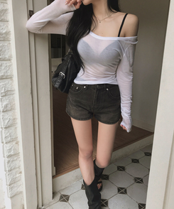 ウォッシングデイリーショートパンツ BLACK DENIM