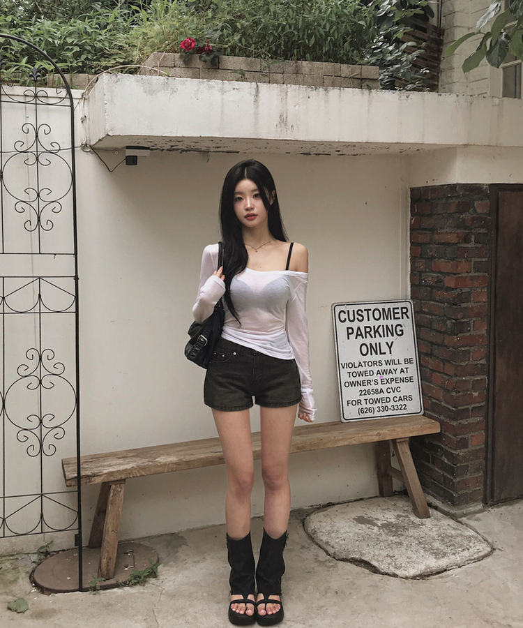 ウォッシングデイリーショートパンツ BLACK DENIM