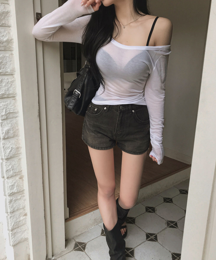 ウォッシングデイリーショートパンツ BLACK DENIM