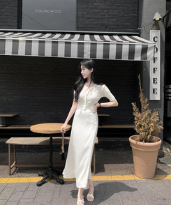 カーディガン クロップ半袖カーディガン(5color) IVORY