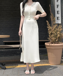 カーディガン クロップ半袖カーディガン(5color) IVORY