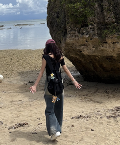 刺繍ポイントバックパック BLACK