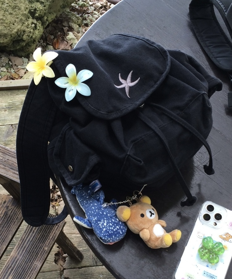 刺繍ポイントバックパック BLACK