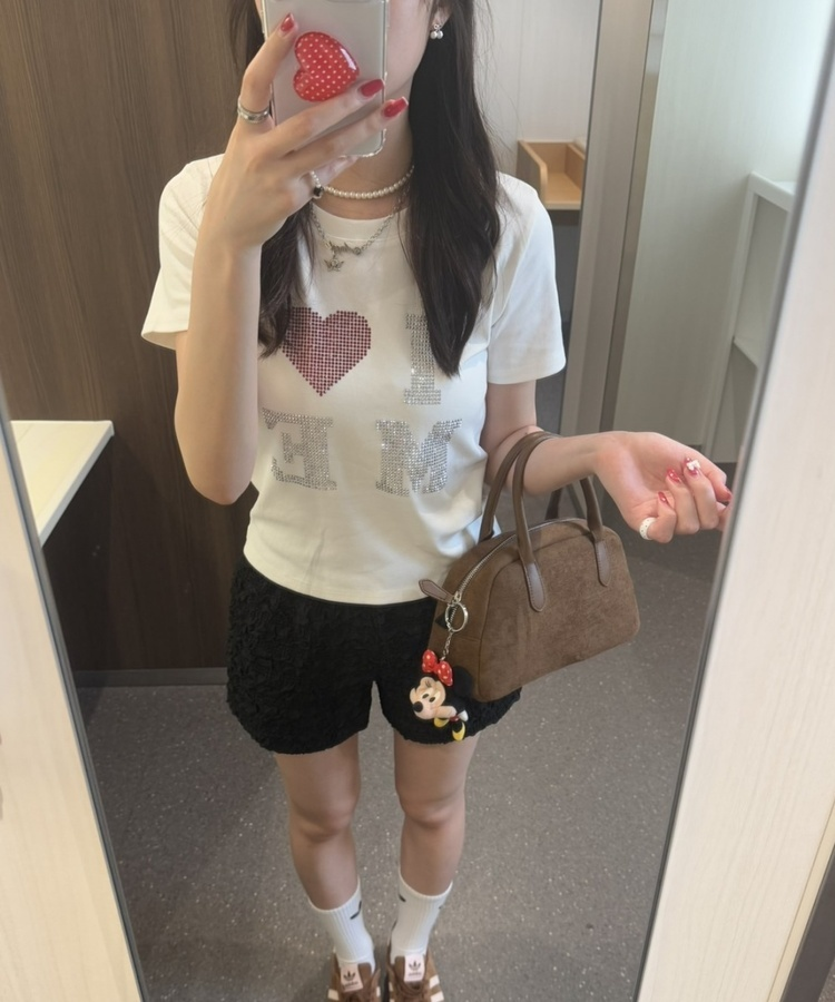 半袖Tシャツ ハートグリッター半袖Tシャツ WHITE