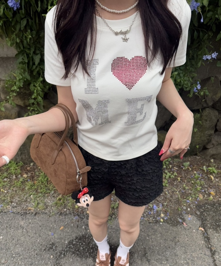 半袖Tシャツ ハートグリッター半袖Tシャツ WHITE