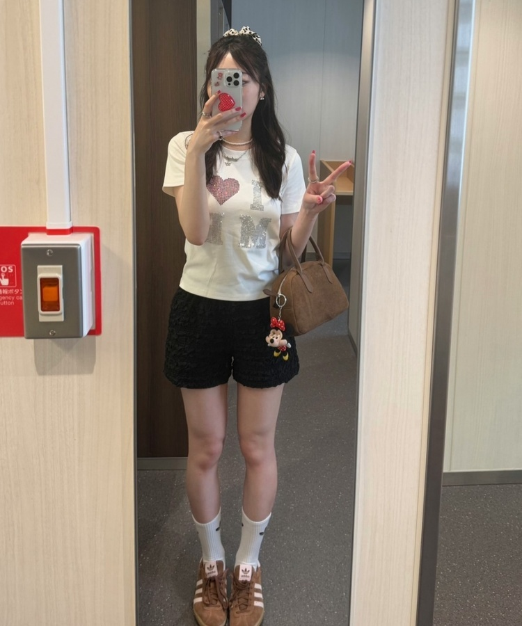 半袖Tシャツ ハートグリッター半袖Tシャツ WHITE