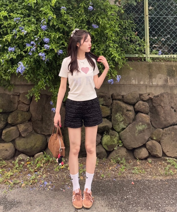 半袖Tシャツ ハートグリッター半袖Tシャツ WHITE