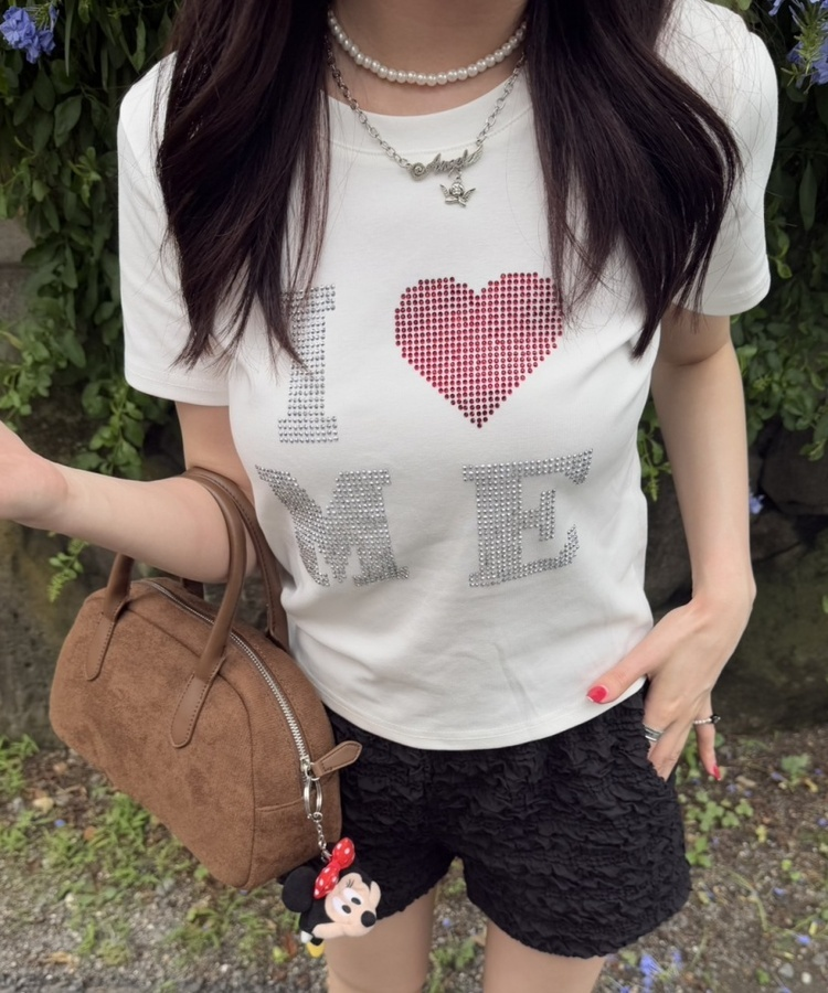 半袖Tシャツ ハートグリッター半袖Tシャツ WHITE