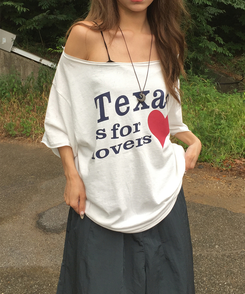 半袖Tシャツ レタリングオフオーバー半袖Tシャツ IVORY